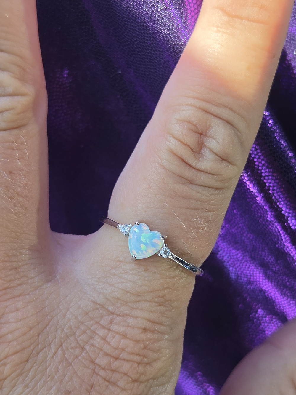 Fire Heart Opal 925 Sterling Silver Ring With Moissanite Accents GRA Card